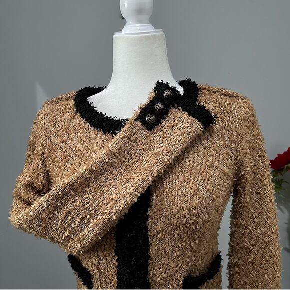 NEW McGinn Anthro Metallic Shimmer Knit Cropped Timeless Contrast Jacket S NWOT - Picture 6 of 16